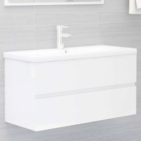 Mobile bagno con lavabo integrato bianco lucido in truciolato