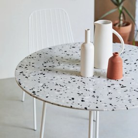 Tikamoon - Tavolo rotondo terrazzo premium e metallo 90 Elio white