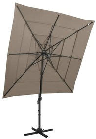 Ombrellone A Sbalzo 4 Livelli Palo Alluminio 250x250 Cm Tortora /