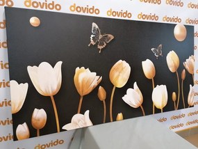 Quadro su tela – Tulipani con motivo dorato