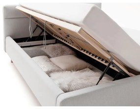 Letto matrimoniale imbottito grigio chiaro con contenitore con rete inclusa 180x200 cm Lotte – Meise Möbel