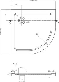 Mexen Rio cabina doccia semicircolare 80 x 80 cm, trasparente, nera + piatto doccia Flat, nero - 863-080-080-70-00-4170B