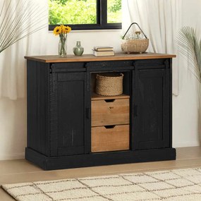 Credenza Halden 2 Ante Scorrevoli 112x40x80 Cm Legno Massello /