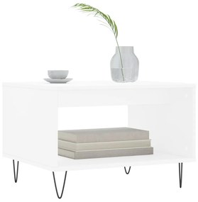Tavolino da salotto bianco 60x50x40 cm in legno multistrato