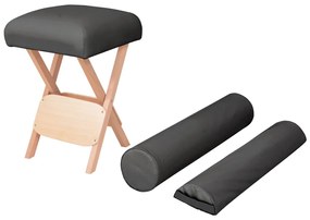 Sgabello Da Massaggio Spessore Sedile 12 Cm E 2 Supporti Nero /