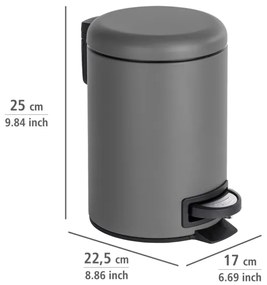 WENKO 22148100 - Cestino LEMAN 17x25 cm grigio/nero