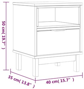 Comodino FLAM 40x35x50 cm in Legno Massello di Pino