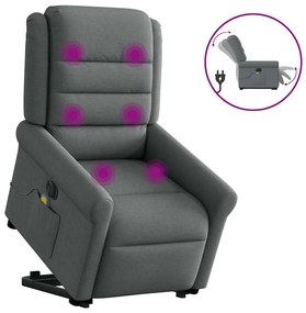 Poltrona Alzapersona Massaggi Elettrica Grigio Scuro Tessuto /