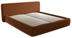 Letto matrimoniale imbottito in terracotta con contenitore a griglia 180x200 cm Kiana - Makamii