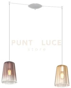 Sospensione bianco spostabile 2 luci (1 am + 1 ra) 1164bi-s2 s-ar
