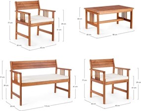 Set Salotto Da Esterno 4 Posti In Legno Di Acacia Con Cuscini Noemi Bizzotto