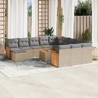 Set Divano da Giardino 13 pz con Cuscini Beige in Polyrattan 3228271