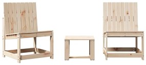 Set salotto da giardino 3 pz in legno massello di pino