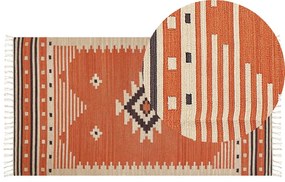 Tappeto kilim cotone arancione 80 x 150 cm GAVAR Beliani