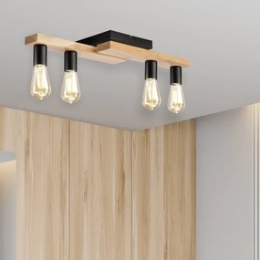 Lampadario a plafone MATTE 4xE27/15W/230V nero/quercia