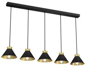 Lampadario su corda DEMET 5xE27/60W/230V nero/dorato