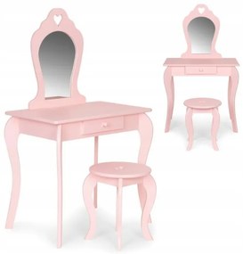 Toeletta per bambini rosa con sgabello