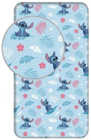 Lenzuolo con angoli per bambini blu in cotone per letto singolo 90x200 cm Lilo &amp; Stitch "Blue" – Jerry Fabrics