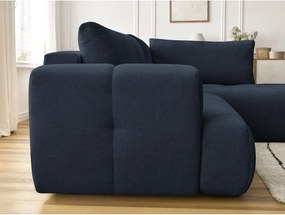 Divano angolare blu scuro allungabile e con contenitore (penisola a destra/a L) con rivestimento in ciniglia Fuji – Bobochic Paris