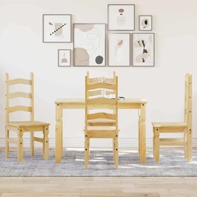 Set Da Pranzo 5 Pz Panama İn Legno Massello Di Pino /