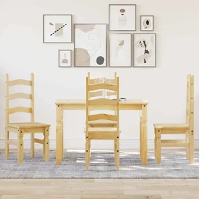Set Da Pranzo 5 Pz Panama İn Legno Massello Di Pino /