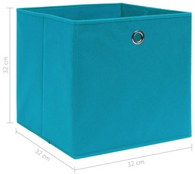 Scatole Portaoggetti 10pz Azzurre 32x32x32 cm Tessuto