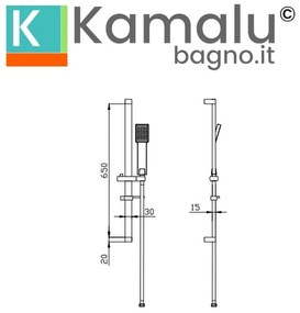 Kamalu - Saliscendi doccia in acciaio inox con doccetta e flessibile | KAM-DIANA CROMO