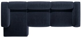 Divano angolare blu scuro (con penisola a sinistra/con chaise lounge) con rivestimento in velluto a coste Bergamo – Cosmopolitan Design