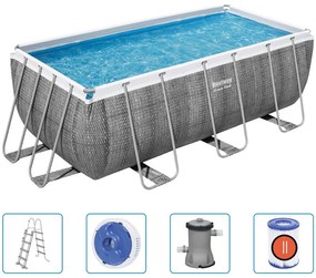 Set Piscina Power Steel Rettangolare 412x201x122 cm Bestway