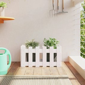 Fioriera Giardino A Recinzione Bianco 60x30x30 Cm Massello Pino /