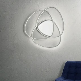 Plafoniera Led ROSE dimmerabile in metallo verniciato Argento D64 cm