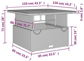 Set da Pranzo da Giardino 5 pz Nero con Cuscini in Polyrattan