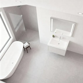Mobile da bagno sospeso sotto lavabo Pixel frame 1 cassetto L 60 x H 40 x P 45.5 cm grigio pastello laccato opaco, con maniglia alluminio brillante