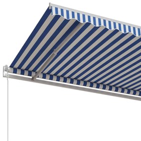 Tenda da Sole Retrattile Automatica 600x350 cm Blu e Bianca