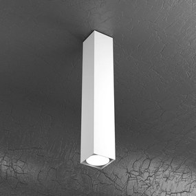 Plafoniera Moderna Cubica Plate Metallo Bianco 1 Luce Gx53