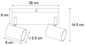 Plafoniera moderna nera a 2 luci rettangolare regolabile - Jeana