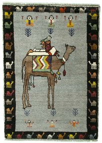 Gabbeh Tappeto 80x120 Nero (Iran) Annodato A Mano