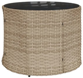 Divano giardino tavolo e cuscini semicircolare beige polyrattan
