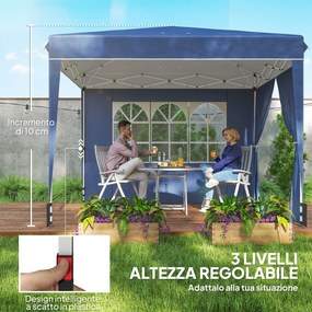 Gazebo Pieghevole 3x3 m con Pareti e Altezza Regolabile Protezione UV 50+ Blu Scuro...