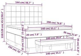 Giroletto a Molle con Materasso Grigio Scuro 140x190 cm Tessuto