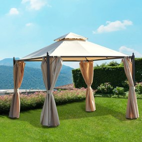 Gazebo da Giardino Impermeabile con Pannelli Laterali Beige 3x3m...