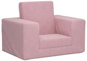 Divano Per Bambini Rosa İn Morbido Peluche /