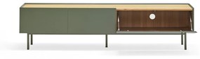 Tavolo TV in legno di rovere di colore verde-naturale 180x45 cm Arista - Teulat