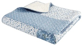 Copriletto trapuntato in cotone blu 220x230 cm Floral Patchwork - Bianca