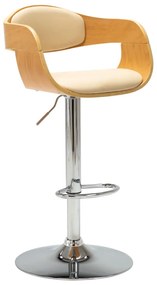 Sgabello Da Bar Crema İn Legno Piegato E Similpelle /
