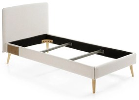 Kave Home - Letto Dyla sfoderabile beige, con gambe in faggio massiccio per materasso da 90 x 190 cm