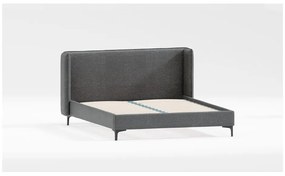Letto matrimoniale imbottito grigio scuro con griglia 160x200 cm Basti - Ropez