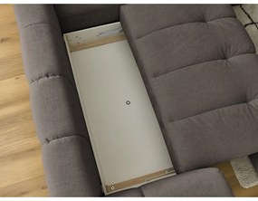 Divano angolare grigio tortora allungabile e con contenitore (penisola a destra/a L) con rivestimento in ciniglia Fuji – Bobochic Paris
