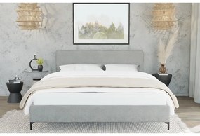 Letto matrimoniale imbottito grigio chiaro con griglia 180x200 cm Barker - Ropez