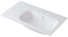 Lavabo integrale rettangolare vasca a destra L 80.5 x H 15 x P 46 cm in resina bianco opaco